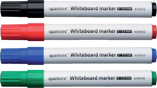 Een Whiteboardstift Quantore rond 1-1.5mm 4 stuks assorti koop je bij Hoekmankantoorartikelen.nl