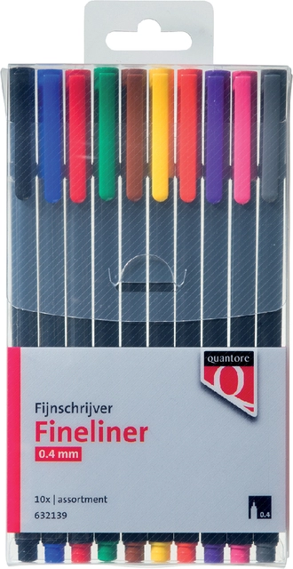 Een Fineliner Quantore assorti blister à 10 stuks koop je bij VHK Kantoorartikelen