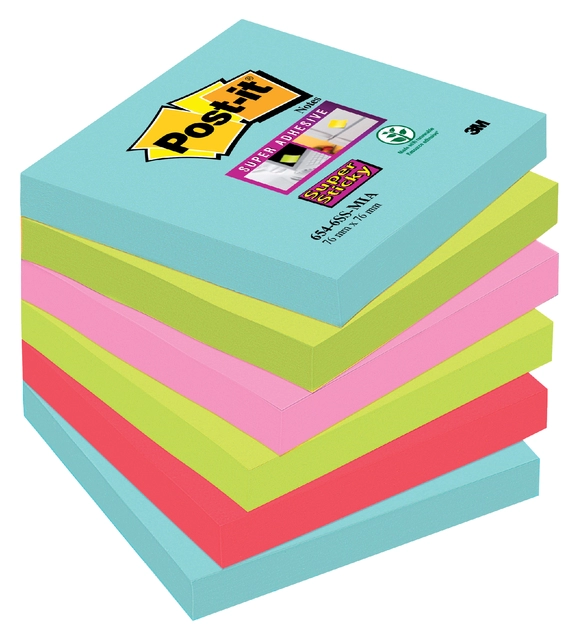 Een Memoblok Post-it 654 Super Sticky 76x76mm Cosmic 6 stuks koop je bij Hoekmankantoorartikelen.nl