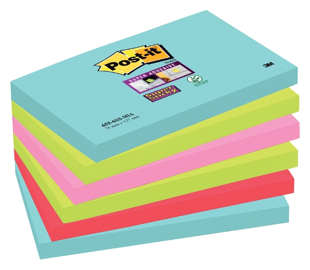 Een Memoblok Post-it 655 Super Sticky 76x127mm Cosmic 6 stuks koop je bij Hoekmankantoorartikelen.nl