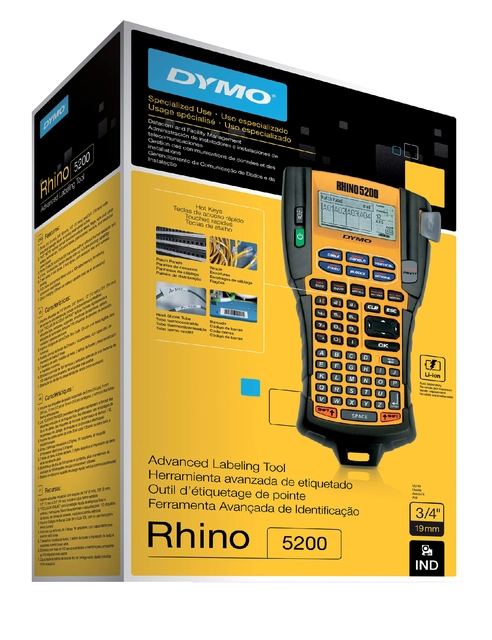 Een Labelprinter Dymo Rhino 5200 industrieel abc 19mm geel koop je bij VHK Kantoorartikelen