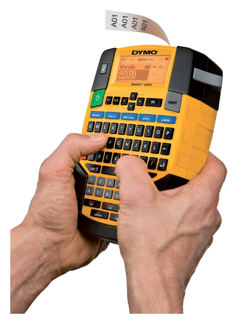 Een Labelprinter Dymo Rhino 4200 industrieel qwerty 19mm geel koop je bij VHK Kantoorartikelen