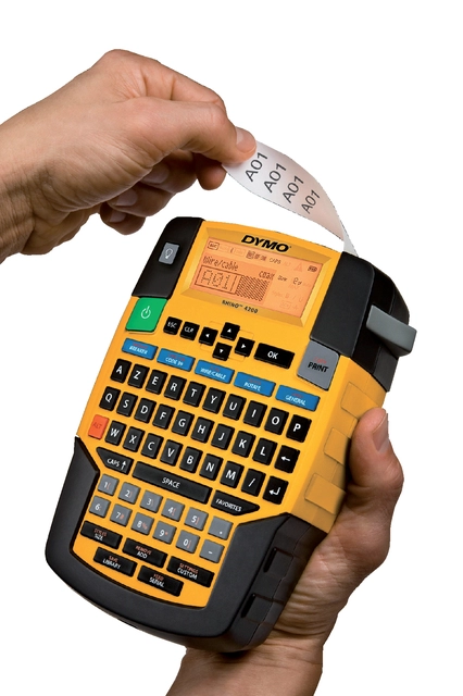 Een Labelprinter Dymo Rhino 4200 industrieel azerty 19mm geel koop je bij VHK Kantoorartikelen