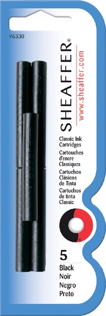 Een Inktpatroon Sheaffer skrip classic zwart blister à 5 stuks koop je bij VHK Kantoorartikelen