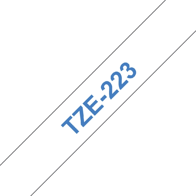 Een Labeltape Brother P-touch TZe-223 standaard 9mm blauw op wit koop je bij Hoekmankantoorartikelen.nl