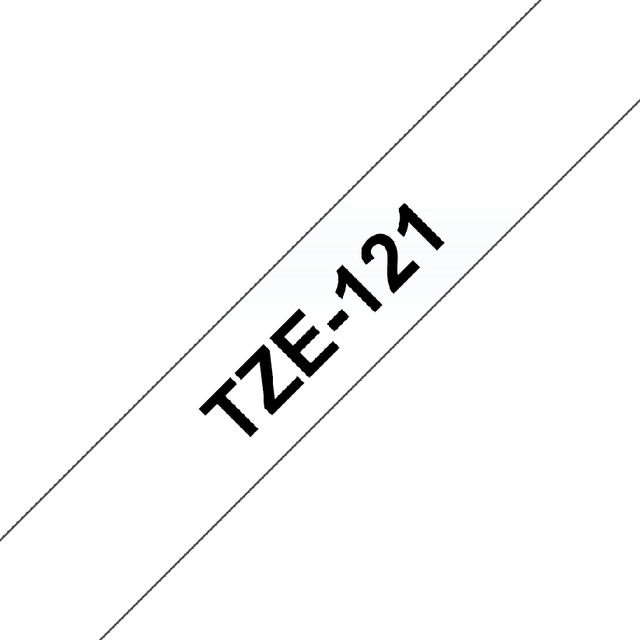 Een Labeltape Brother P-touch TZe-121 standaard 9mm zwart op transparant koop je bij Hoekmankantoorartikelen.nl