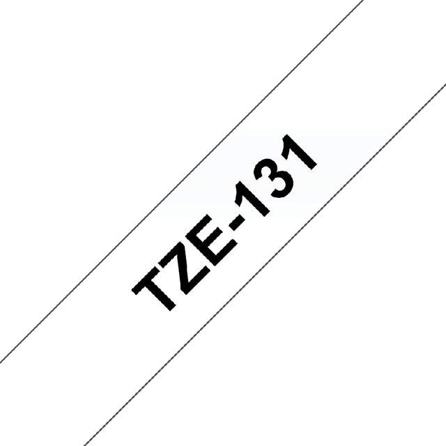 Een Labeltape Brother P-touch TZe-131 standaard 12mm zwart op transparant koop je bij Hoekmankantoorartikelen.nl