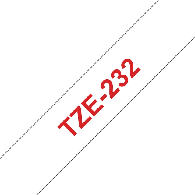 Een Labeltape Brother P-touch TZe-232 standaard 12mm rood op wit koop je bij Hoekmankantoorartikelen.nl