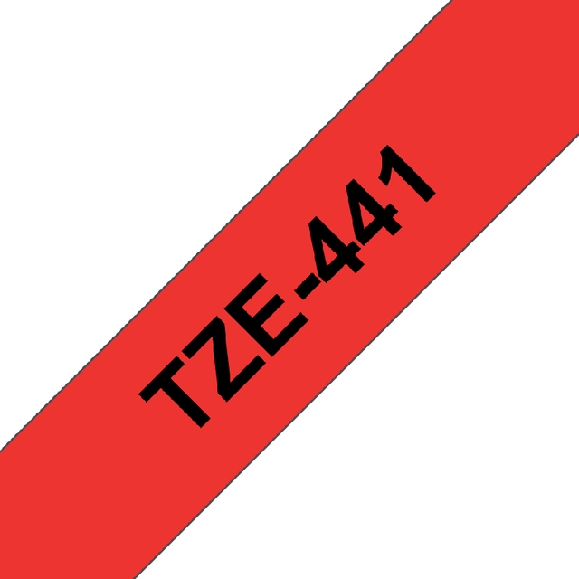 Een Labeltape Brother P-touch TZe-441 standaard 18mm zwart op rood koop je bij Hoekmankantoorartikelen.nl