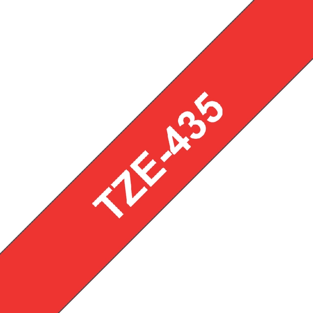 Een Labeltape Brother P-touch TZe-435 standaard 12mm wit op rood koop je bij Hoekmankantoorartikelen.nl