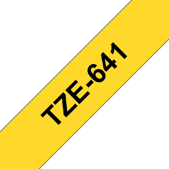 Een Labeltape Brother P-touch TZe-641 standaard 18mm zwart op geel koop je bij Hoekmankantoorartikelen.nl