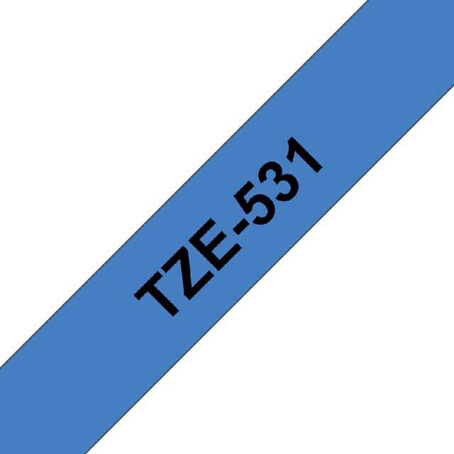 Een Labeltape Brother P-touch TZe-531 standaard 12mm zwart op blauw koop je bij Hoekmankantoorartikelen.nl