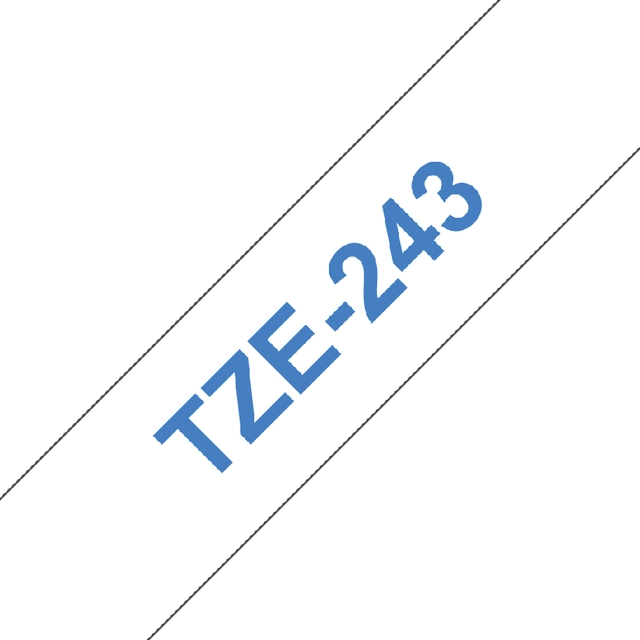 Een Labeltape Brother P-touch TZe-243 standaard 18mm blauw op wit koop je bij Hoekmankantoorartikelen.nl