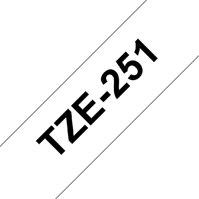 Een Labeltape Brother P-touch TZe-251 standaard 24mm zwart op wit koop je bij Hoekmankantoorartikelen.nl