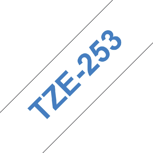 Een Labeltape Brother P-touch TZe-253 standaard 24mm blauw op wit koop je bij Hoekmankantoorartikelen.nl