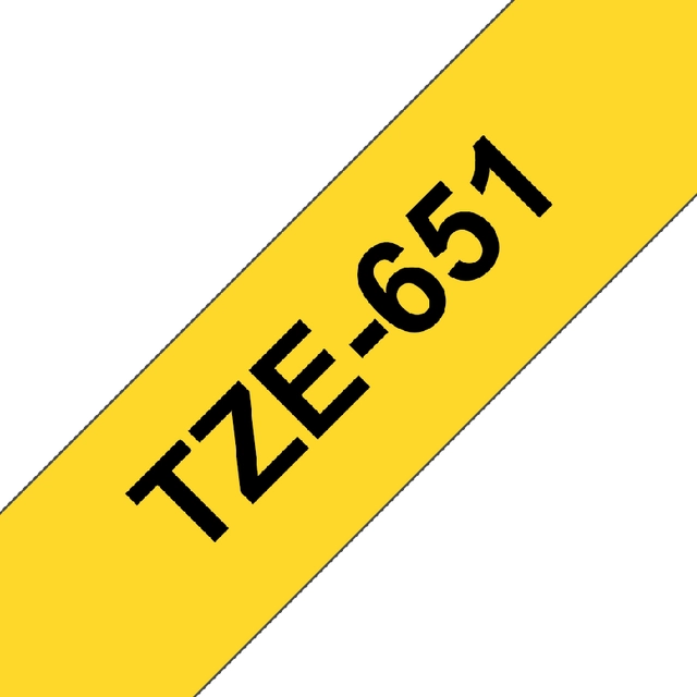 Een Labeltape Brother P-touch TZe-651 standaard 24mm zwart op geel koop je bij Hoekmankantoorartikelen.nl