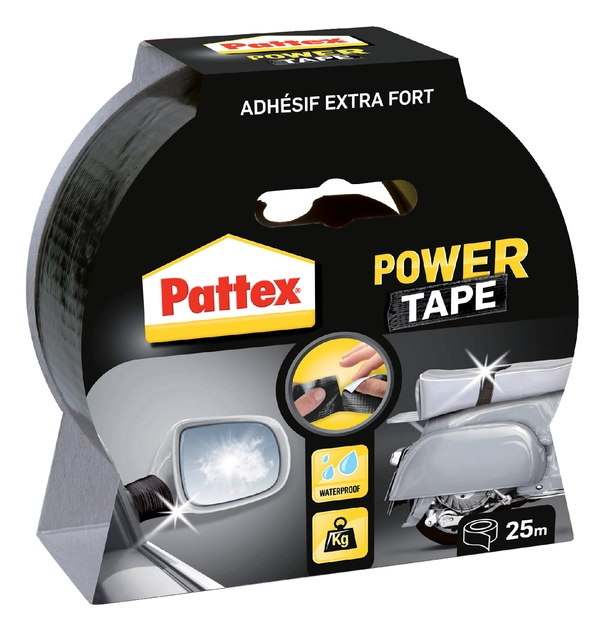 Een Plakband Pattex Power Tape 50mmx25m zwart koop je bij VHK Kantoorartikelen