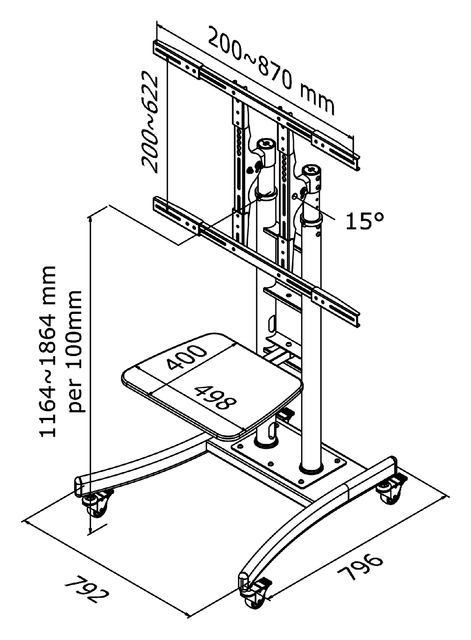 Een Monitormeubel Neomounts M2000E 37-85" zwart koop je bij VHK Kantoorartikelen