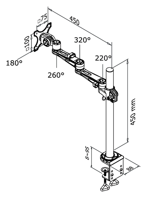 Een Monitorarm Neomounts D935 10-30" met klem zilvergrijs koop je bij VHK Kantoorartikelen