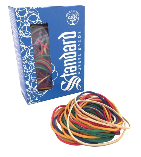 Een Elastiek Standard Rubber Bands 18 50gr 94 stuks assorti koop je bij VHK Kantoorartikelen