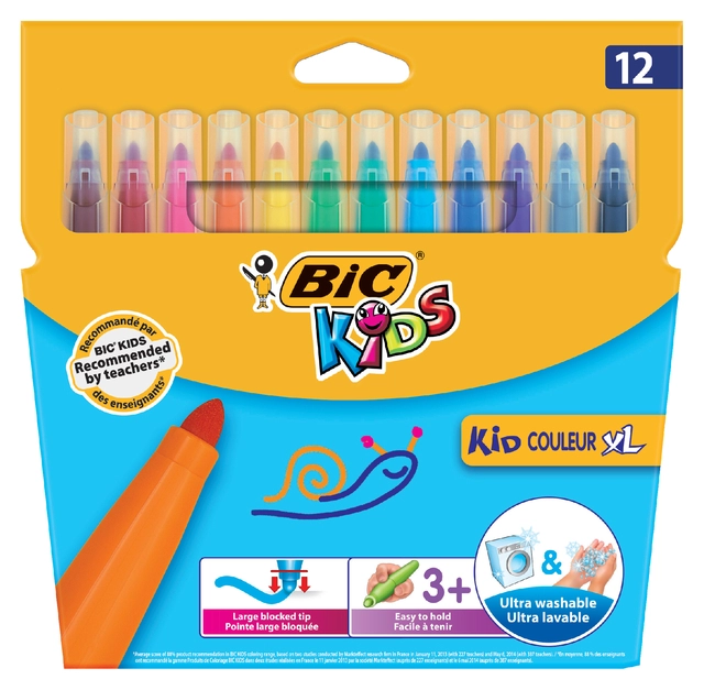 Een Kleurstiften BicKids couleur XL assorti blister à 12 stuks koop je bij Hoekmankantoorartikelen.nl