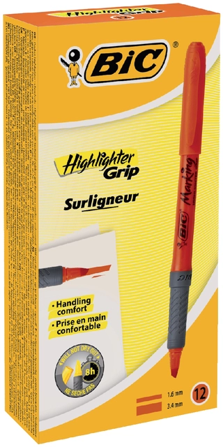 Een Markeerstift Bic brite liner grip oranje koop je bij VHK Kantoorartikelen