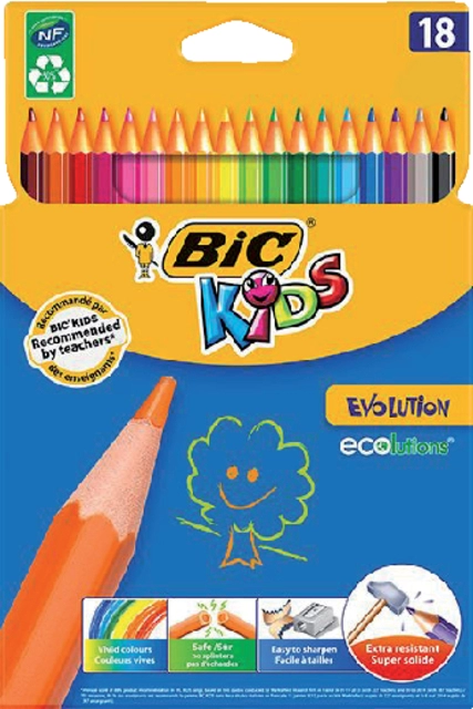 Een Kleurpotloden BicKids Evolution ecolutions ass blister à 18st koop je bij VHK Kantoorartikelen