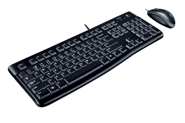 Een Toetsenbord Logitech K120 Qwerty +muis zwart koop je bij VHK Kantoorartikelen