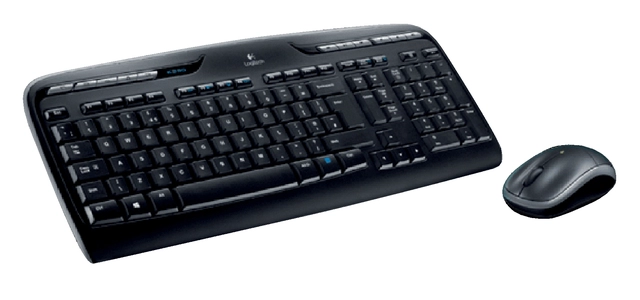 Een Toetsenbord Logitech MK330 Qwerty +muis zwart koop je bij VHK Kantoorartikelen