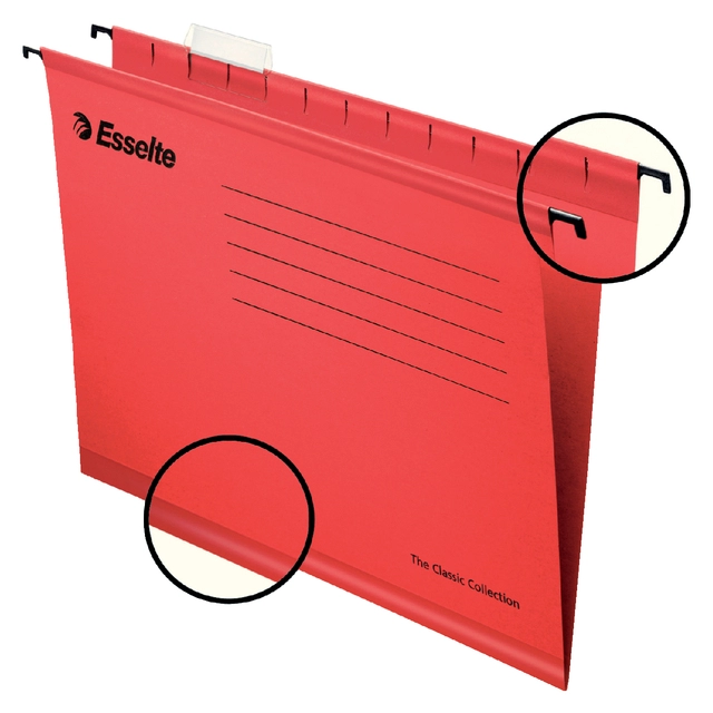 Een Hangmap Esselte Classic folio V-bodem 382x240mm rood koop je bij VHK Kantoorartikelen