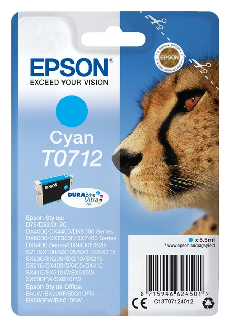 Een Inktcartridge Epson T0712 blauw koop je bij VHK Kantoorartikelen