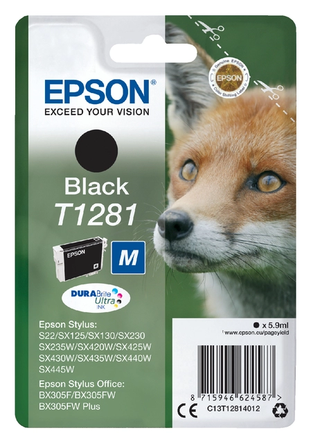 Een Inktcartridge Epson T1281 zwart koop je bij VHK Kantoorartikelen