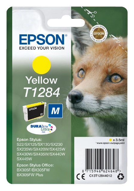 Een Inktcartridge Epson T1284 geel koop je bij Hoekmankantoorartikelen.nl