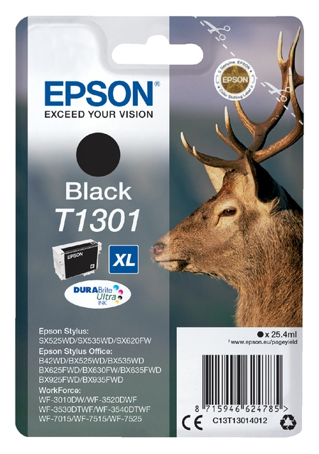 Een Inktcartridge Epson T1301 zwart koop je bij VHK Kantoorartikelen