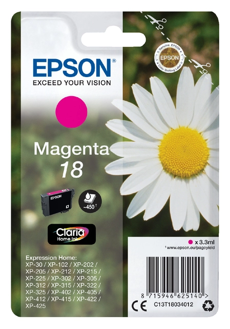 Een Inktcartridge Epson 18 T1803 rood koop je bij VHK Kantoorartikelen