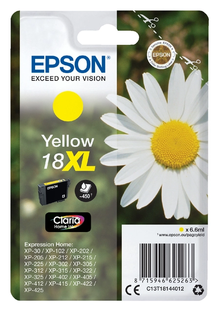 Een Inktcartridge Epson 18XL T1814 geel koop je bij VHK Kantoorartikelen