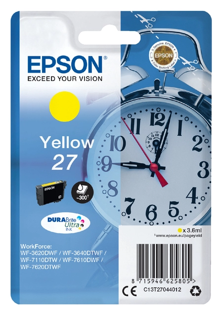 Een Inktcartridge Epson 27 T2704 geel koop je bij VHK Kantoorartikelen