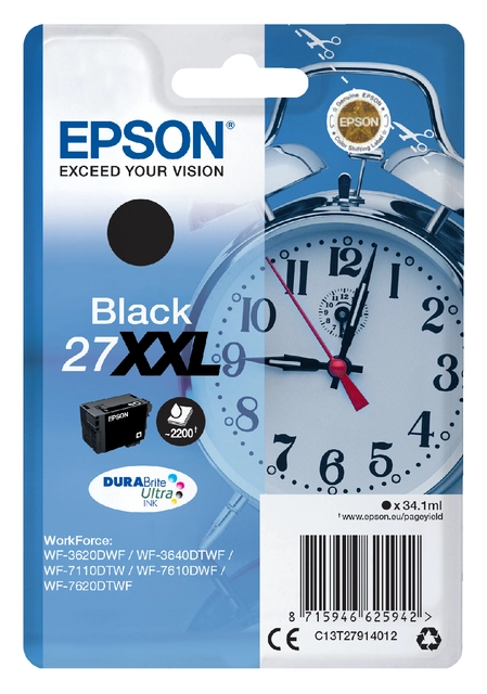 Een Inktcartridge Epson 27XXL T2791 zwart koop je bij VHK Kantoorartikelen