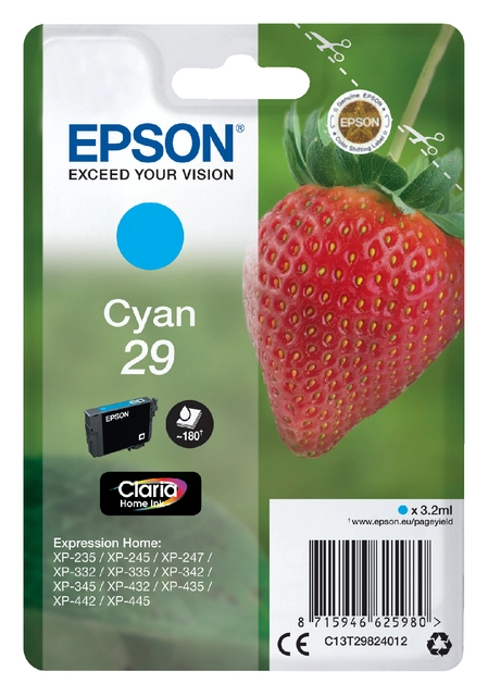 Een Inktcartridge Epson 29 T2982 blauw koop je bij Hoekmankantoorartikelen.nl