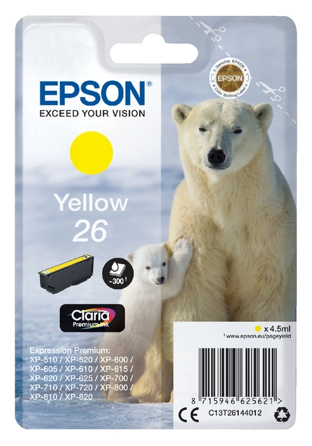 Een Inktcartridge Epson 26 T2614 geel koop je bij VHK Kantoorartikelen