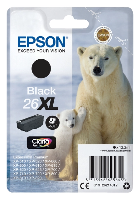 Een Inktcartridge Epson 26XL T2621 zwart koop je bij VHK Kantoorartikelen