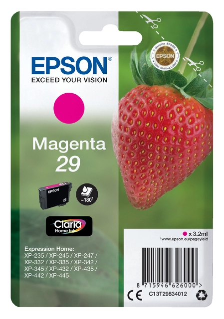 Een Inktcartridge Epson 29 T2983 rood koop je bij VHK Kantoorartikelen