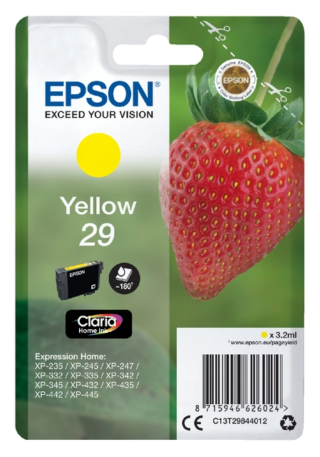 Een Inktcartridge Epson 29 T2984 geel koop je bij Hoekmankantoorartikelen.nl