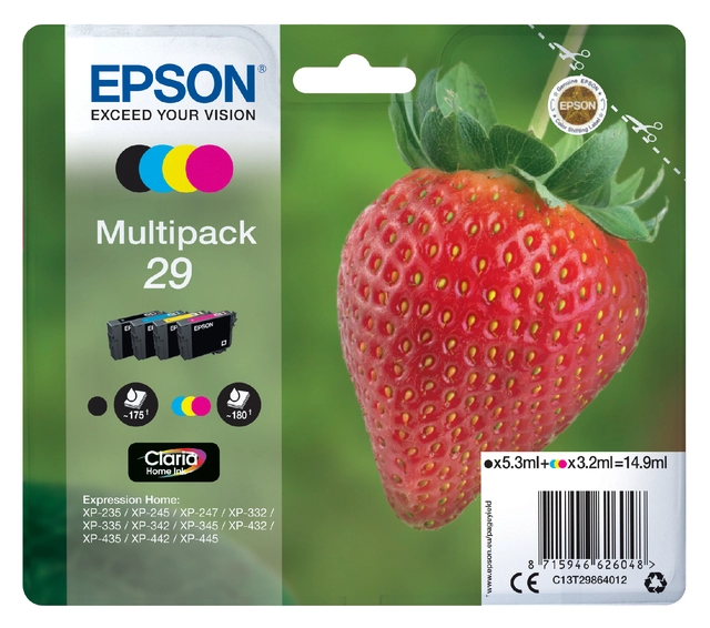 Een Inktcartridge Epson 29 T2986 zwart + 3 kleuren koop je bij VHK Kantoorartikelen