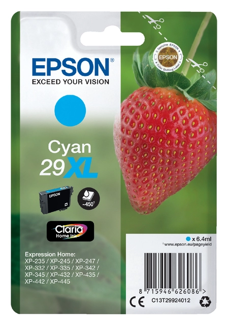 Een Inktcartridge Epson 29XL T2992 blauw koop je bij Hoekmankantoorartikelen.nl