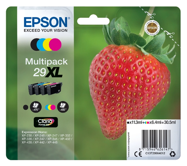 Een Inktcartridge Epson 29XL T2996 zwart + 3 kleuren koop je bij Hoekmankantoorartikelen.nl