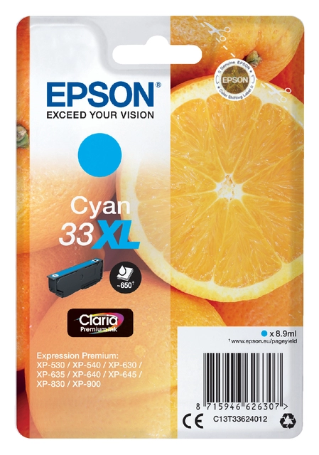 Een Inktcartridge Epson 33XL T3362 blauw koop je bij VHK Kantoorartikelen