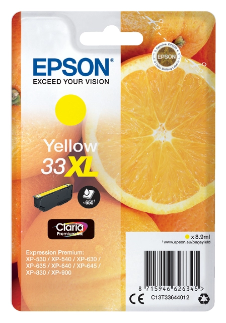 Een Inktcartridge Epson 33XL T3364 geel koop je bij VHK Kantoorartikelen