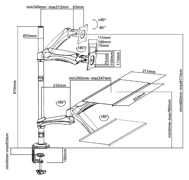 Een PC arm Neomounts D500 10-27" werkplek zwart koop je bij VHK Kantoorartikelen