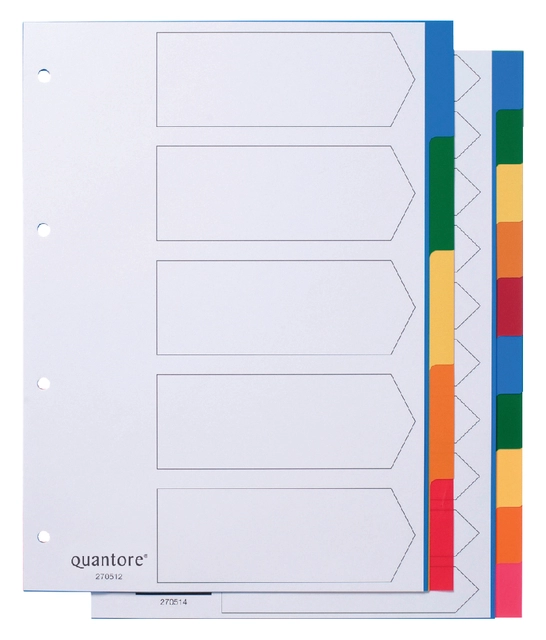 Een Tabbladen Quantore 4-gaats 5-delig assorti tabs PP koop je bij VHK Kantoorartikelen